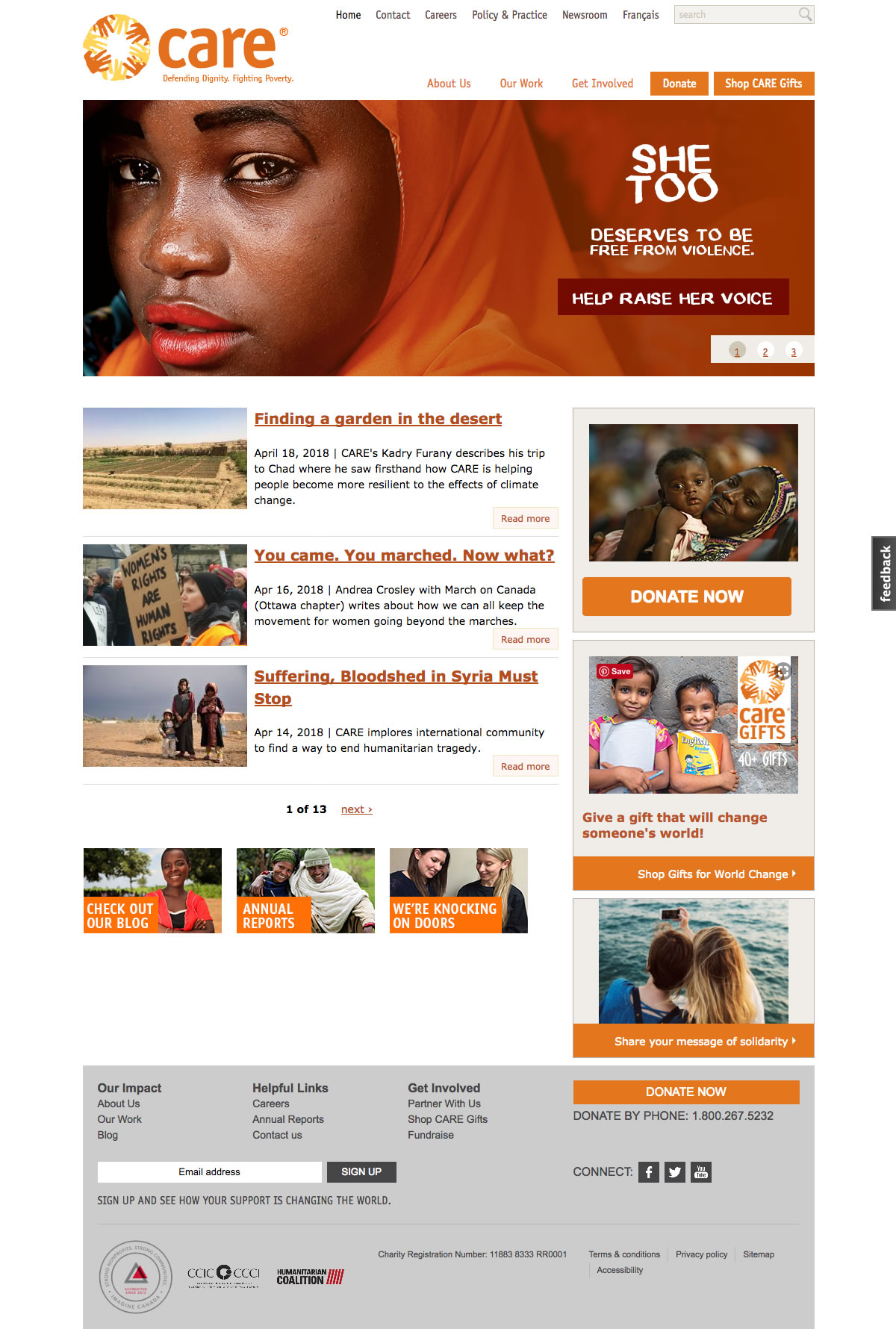 CARE Canada web site screenshot