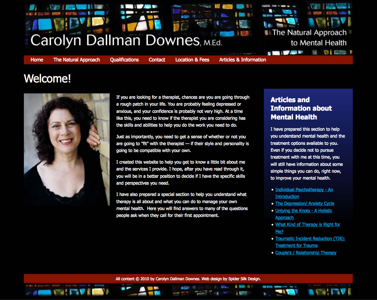 Carolyn Dallman Downes web site screenshot