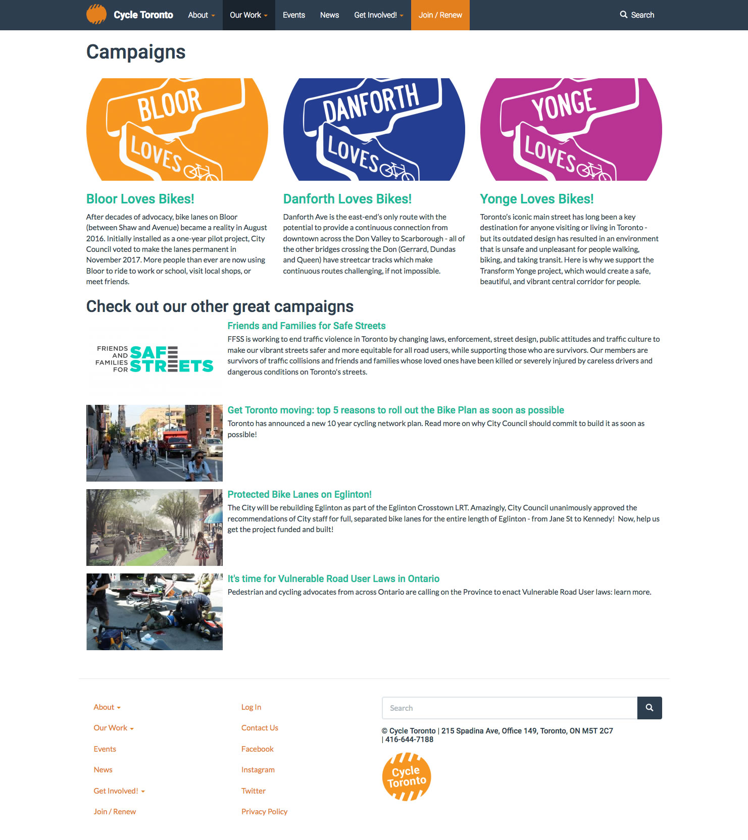 Cycle Toronto web site screenshot