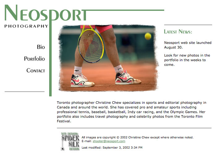 Neosport Photography web site screenshot