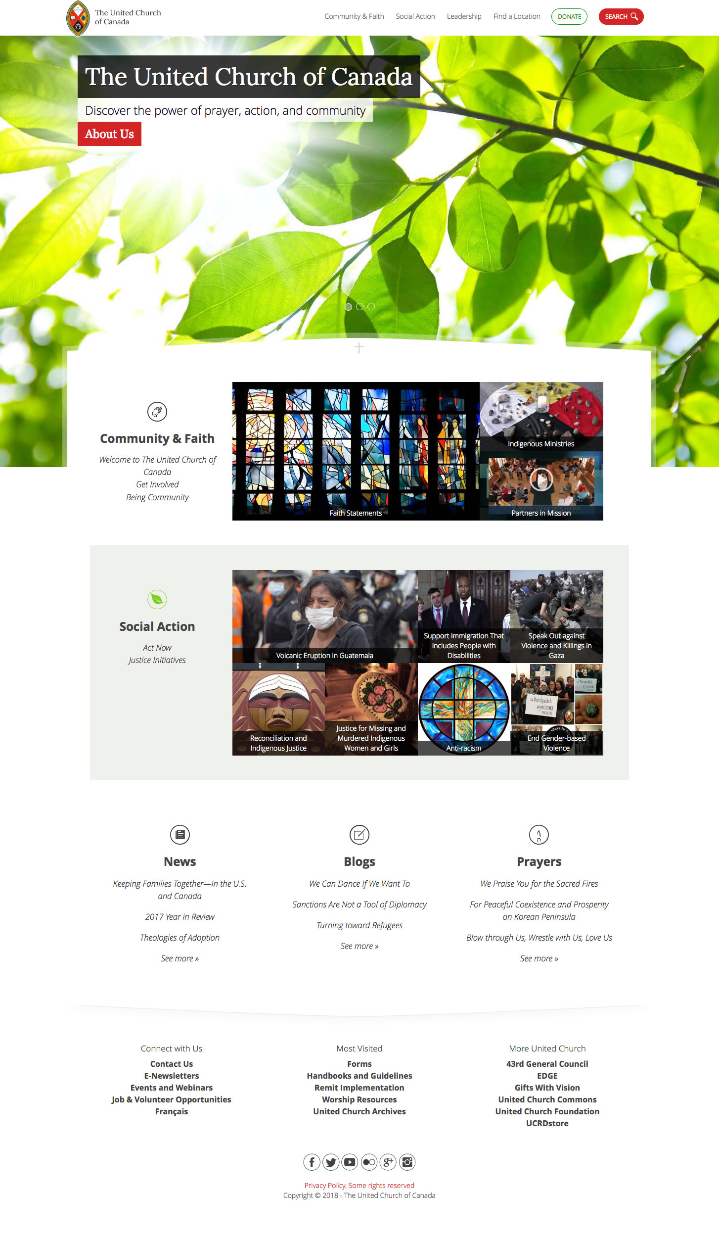 United Church of Canada web site screenshot
